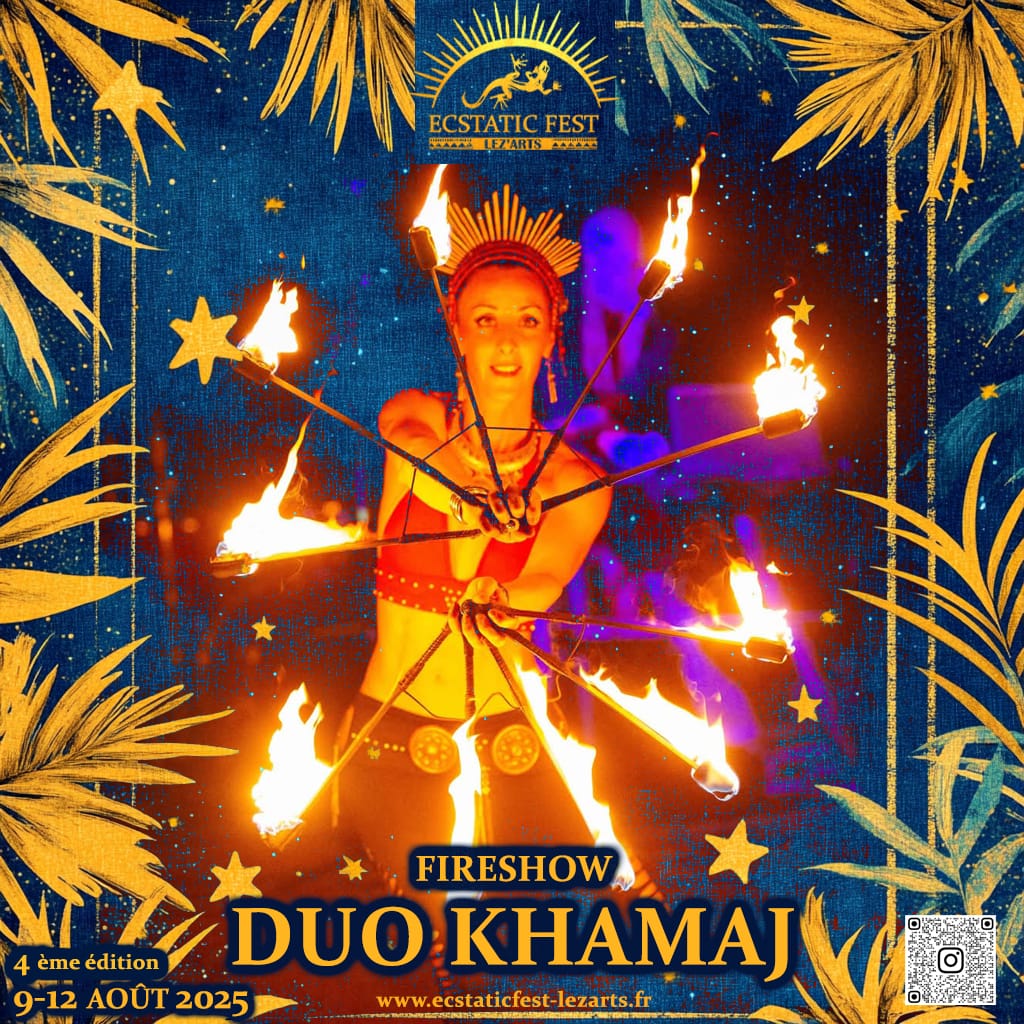 Khamaj Duo - Spectacle "Philaé" | Lez'Art Festival 2025 Khamaj Duo – Spectacle "Philaé" avec danse de feu et musique électro au Lez'Art Festival 2025.